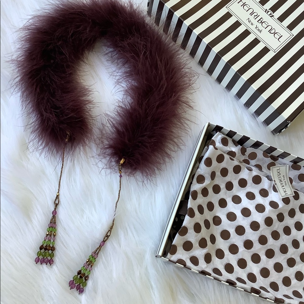 Henri Bendel | Beaded Chocolate Purple Fur Collar